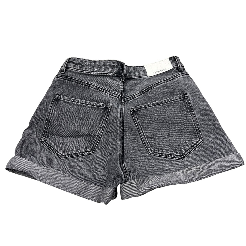 Stradivarius Women Gray High Waisted Distressed Cuffed Denim Shorts Size US 4 - Picture 7 of 7
